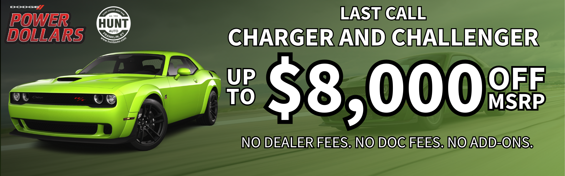 Dodge Challenger and Charger up to $8,000 Off MSRP
